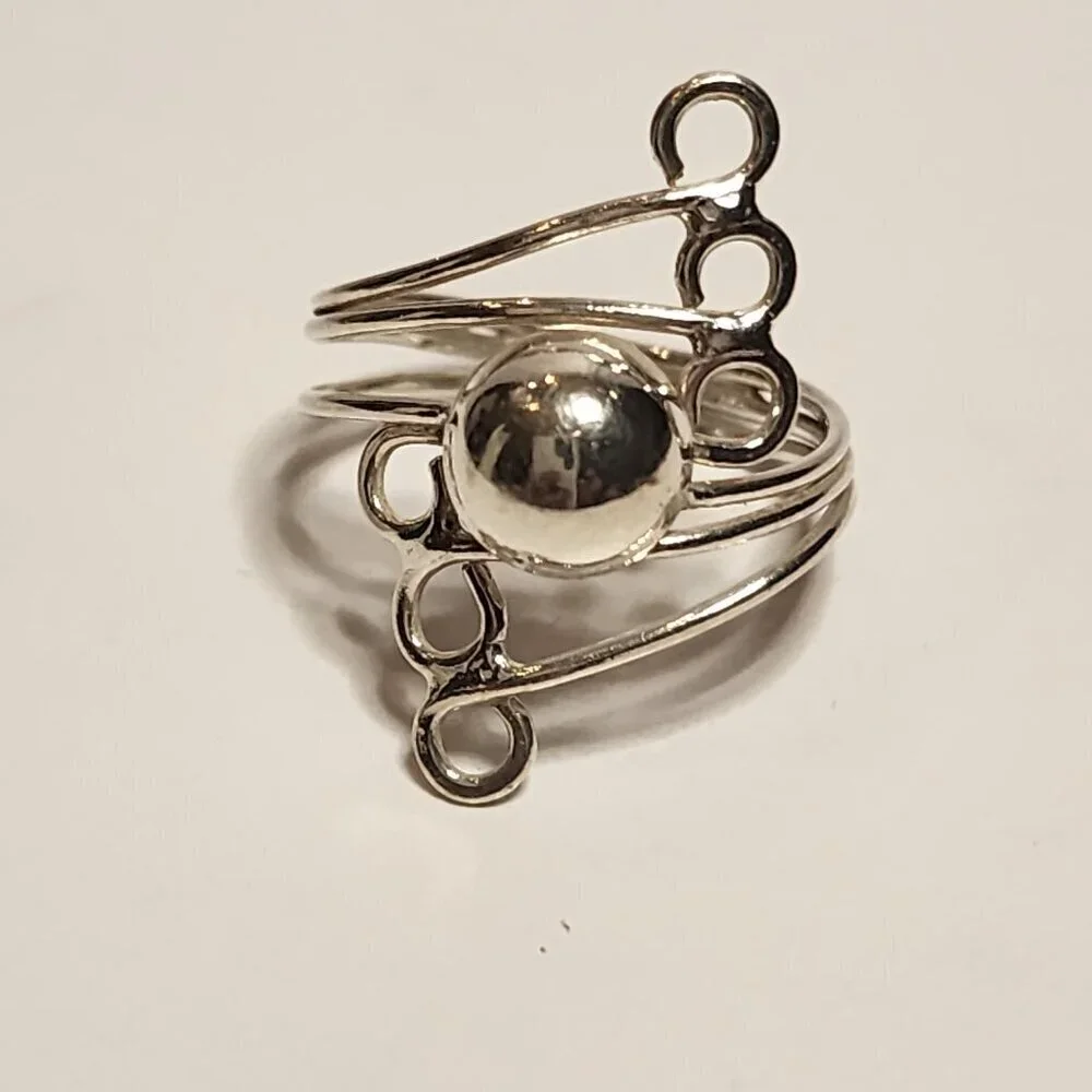 925 Silver Ball accent wrap ring